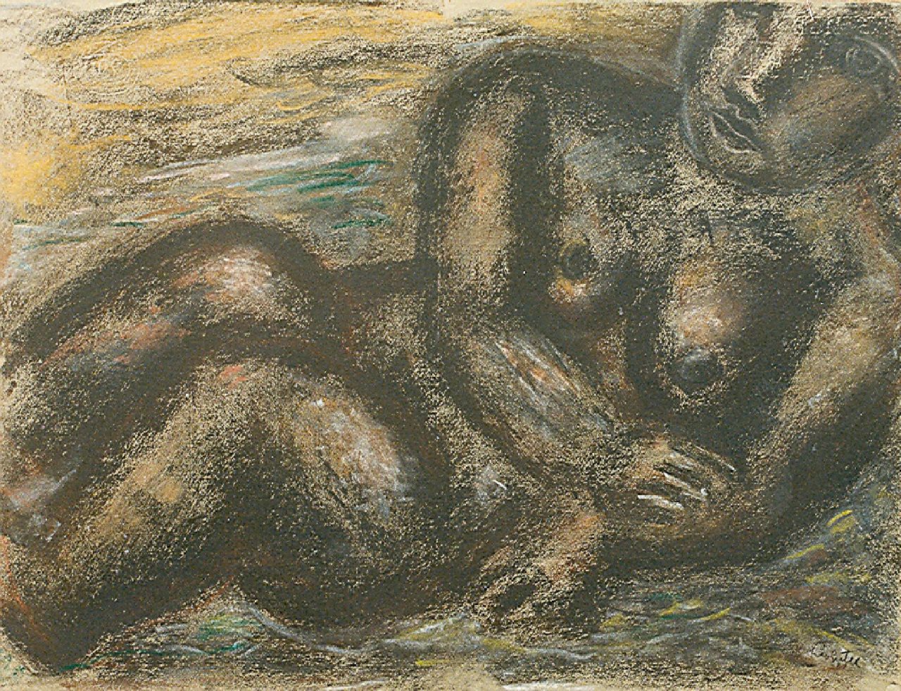 Gestel L.  | Leendert 'Leo' Gestel, Nude, charcoal and pastel on paper laid down on board 49.0 x 64.0 cm, signed l.r. and dated '31