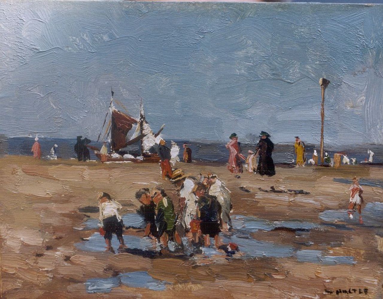 Noltee B.C.  | Bernardus Cornelis 'Cor' Noltee, A sunny day on the beach, oil on painter's cardboard 18.8 x 24.1 cm, signed l.r.