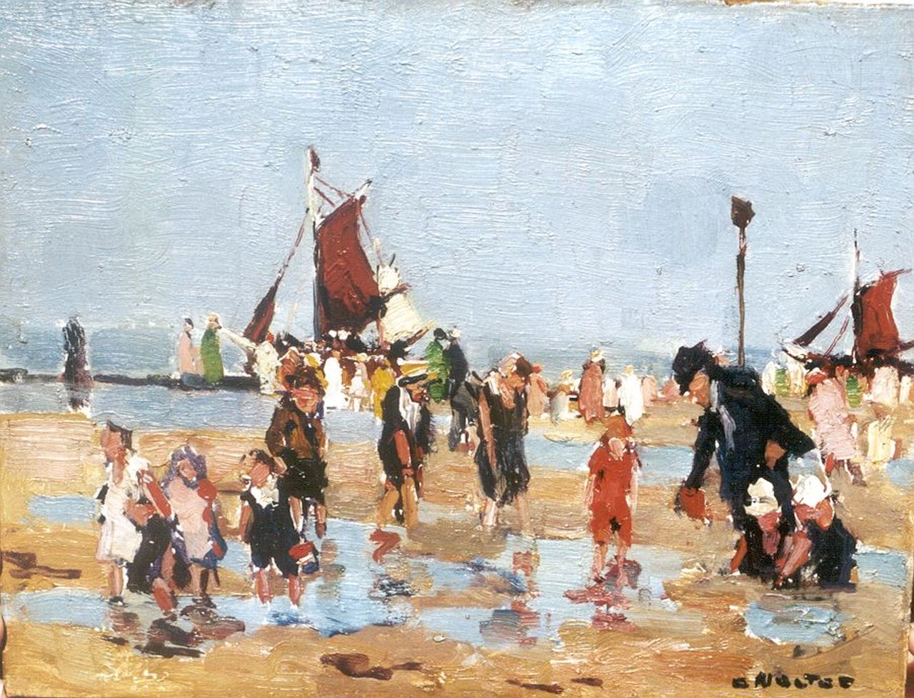 Noltee B.C.  | Bernardus Cornelis 'Cor' Noltee, Paddling children, oil on painter's cardboard 19.0 x 24.2 cm, signed l.r.