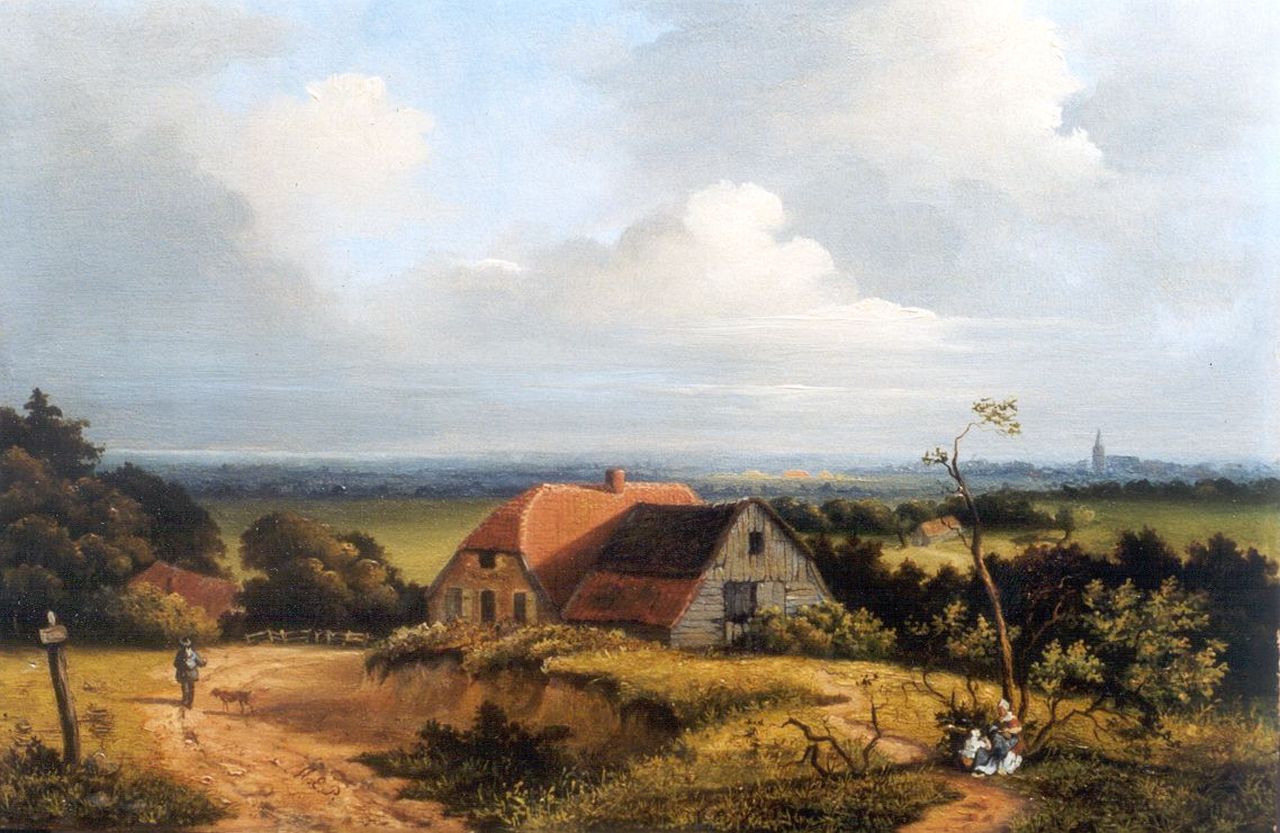 Perné M.E.  | Mattheus Eliza Perné, Summer landscape near Arnhem (together with counterpart), oil on panel 23.2 x 30.7 cm, signed l.l. with initials