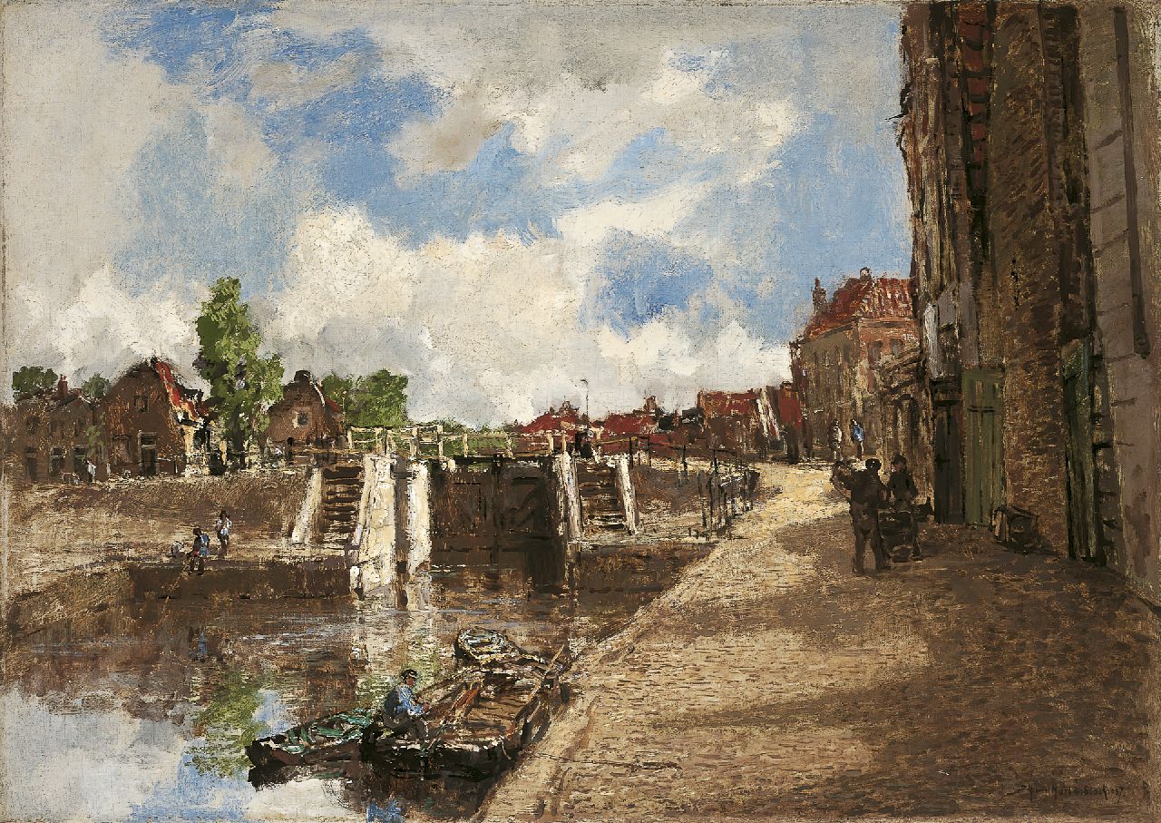 Mastenbroek J.H. van | Johan Hendrik van Mastenbroek, View of Monnickendam, oil on canvas 50.2 x 70.4 cm, signed l.r. and dated 1937