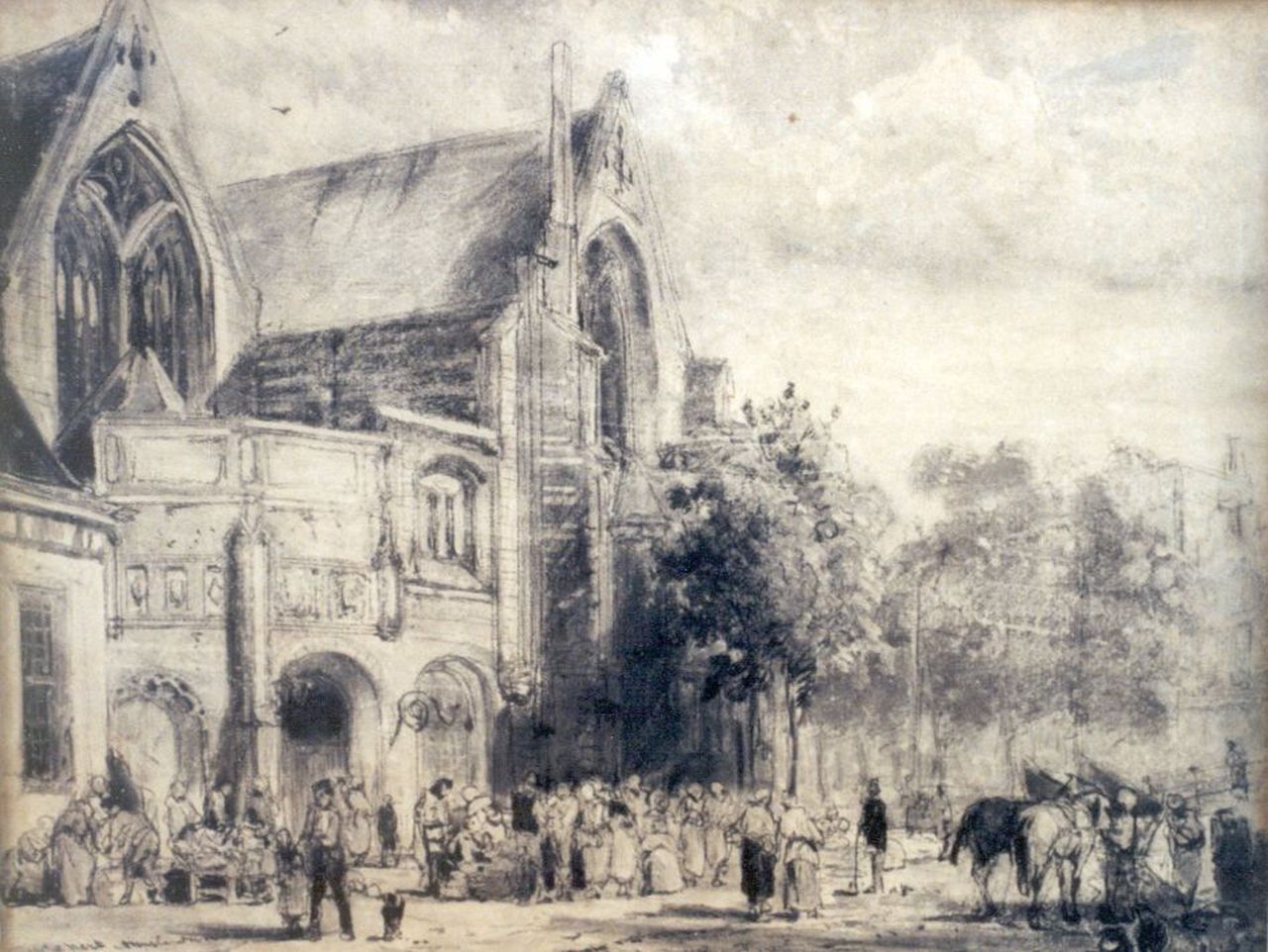 Springer C.  | Cornelis Springer, Amsterdam, charcoal on paper 30.0 x 40.0 cm, signed l.r.