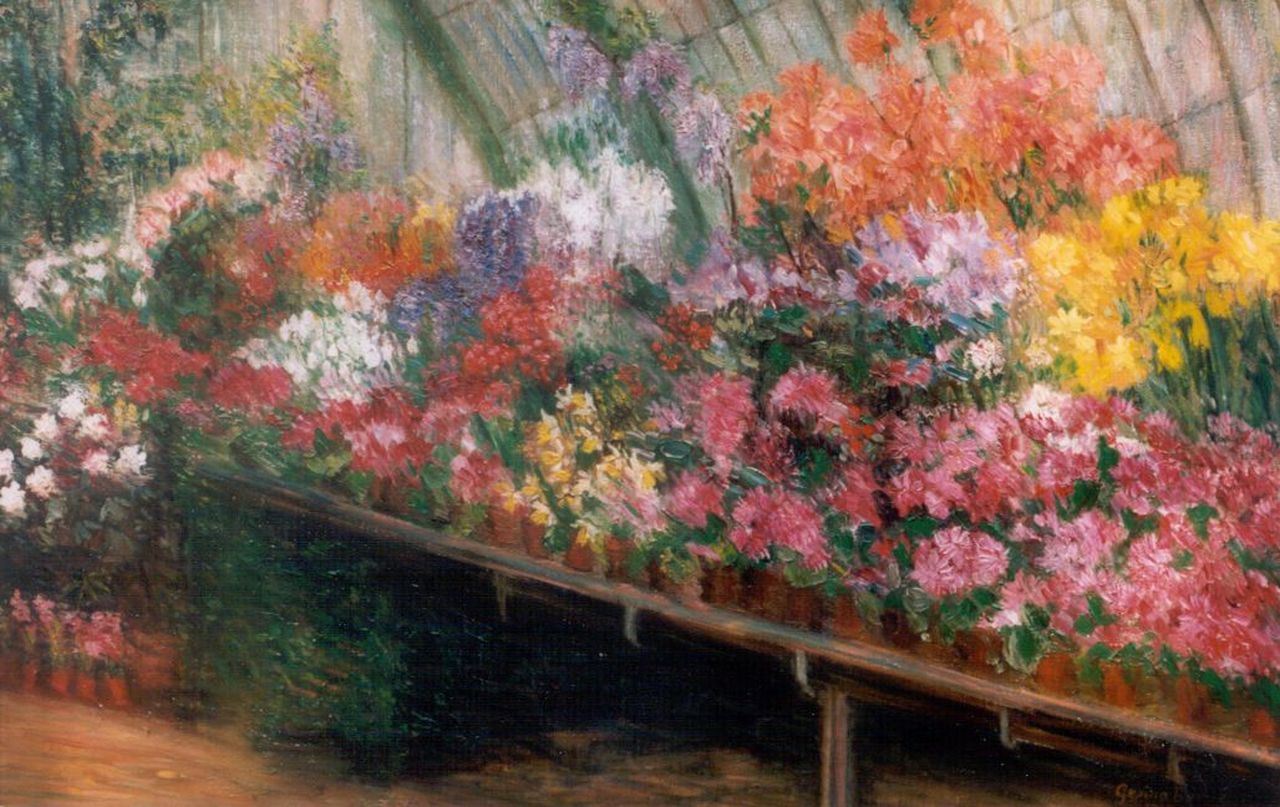 Boevé G.B.  | 'Gesina' Berendina Boevé, The Greenhouse, oil on canvas 50.7 x 76.2 cm, signed l.r. and dated 1917