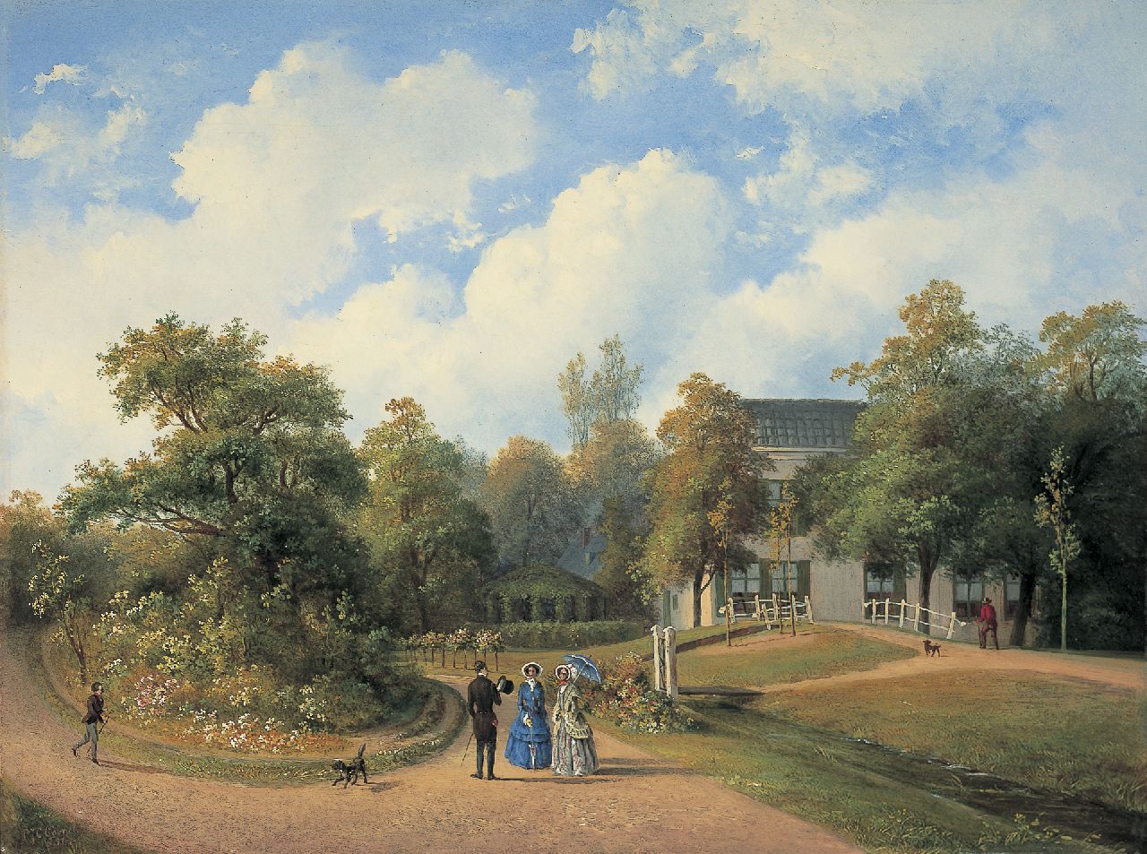 Gabriel P.J.C.  | Paul Joseph Constantin 'Constan(t)' Gabriel, Country estate 'Leeuw en Hoofd', Heemstede, oil on panel 32.8 x 43.7 cm, signed l.l. and dated 1851