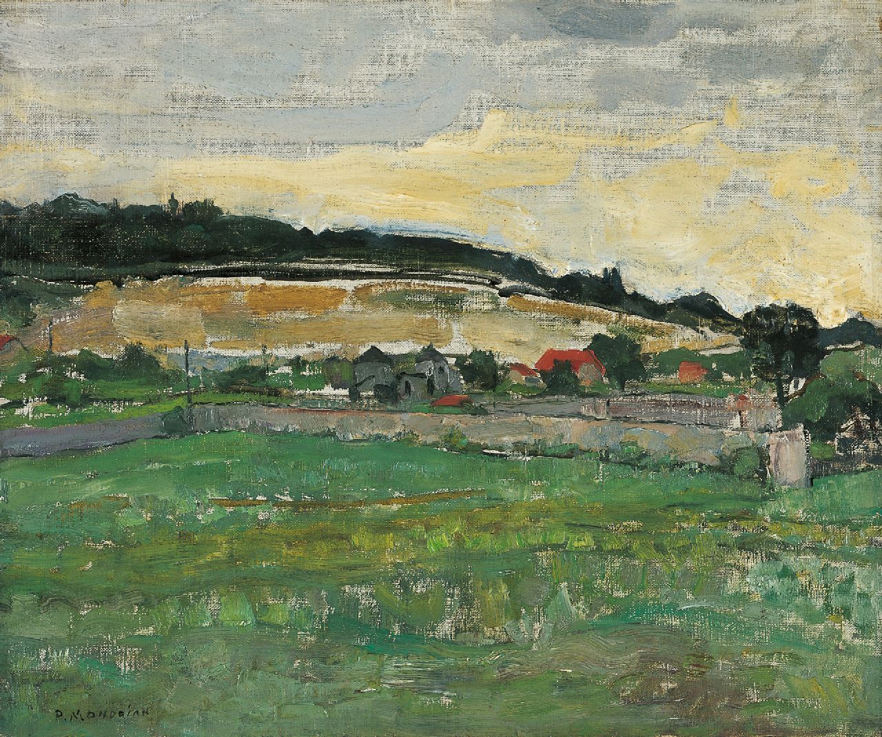 Mondriaan P.C.  | Pieter Cornelis 'Piet' Mondriaan, Landscape near Montmorency, oil on canvas 46.3 x 55.2 cm, signed l.r. and on the reverse and dated on the reverse 8 Aug. '30