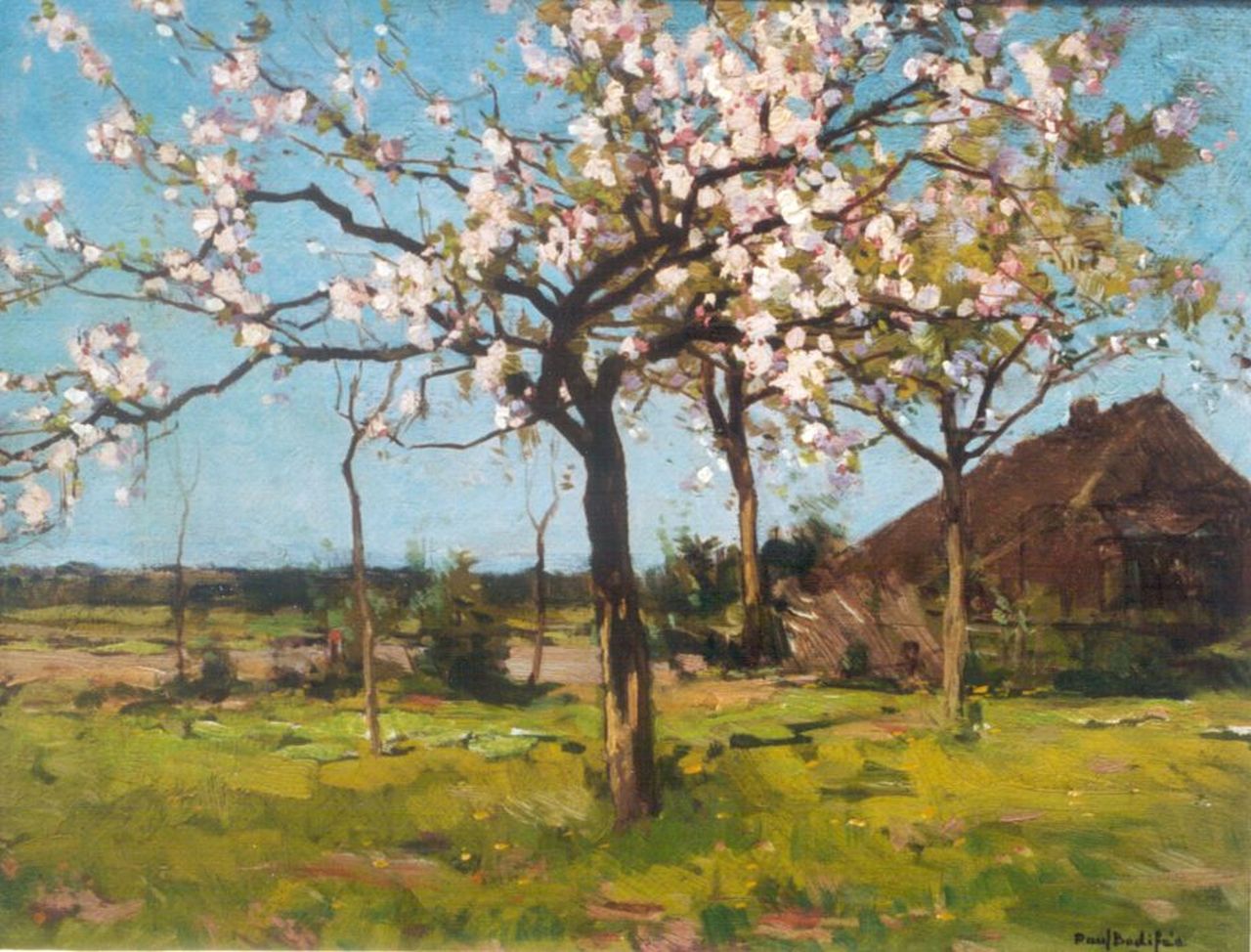 Bodifée J.P.P.  | Johannes Petrus Paulus 'Paul' Bodifée, Blossoming trees in spring, oil on canvas 32.1 x 42.1 cm, signed l.r.