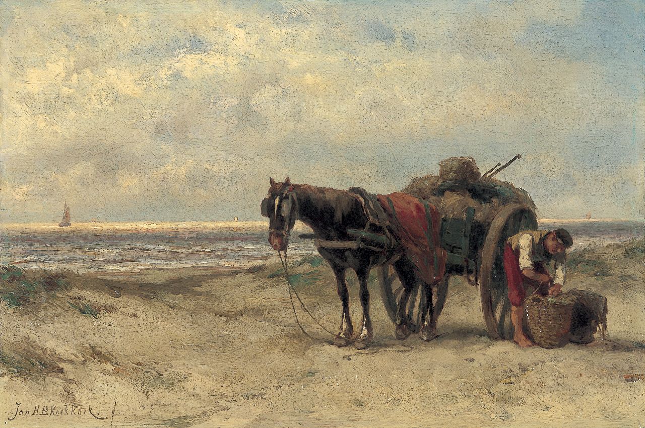 Koekkoek J.H.B.  | Johannes Hermanus Barend 'Jan H.B.' Koekkoek, Gathering kelp, oil on panel 33.0 x 49.0 cm, signed l.l.