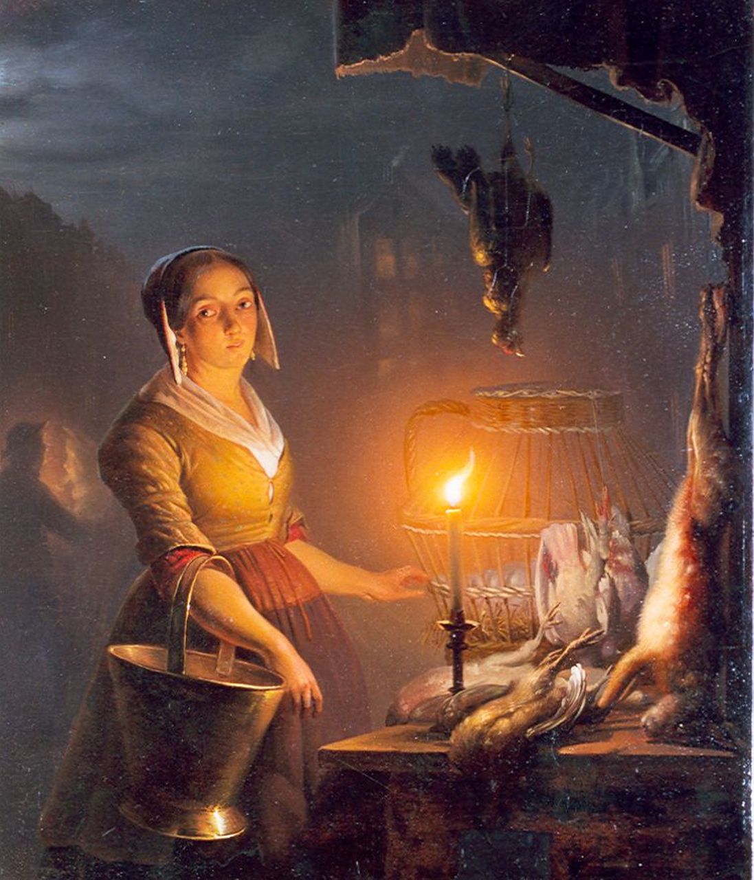 Schendel P. van | Petrus van Schendel, The night-market, oil on panel 39.0 x 33.0 cm, signed l.r. with traces of signature