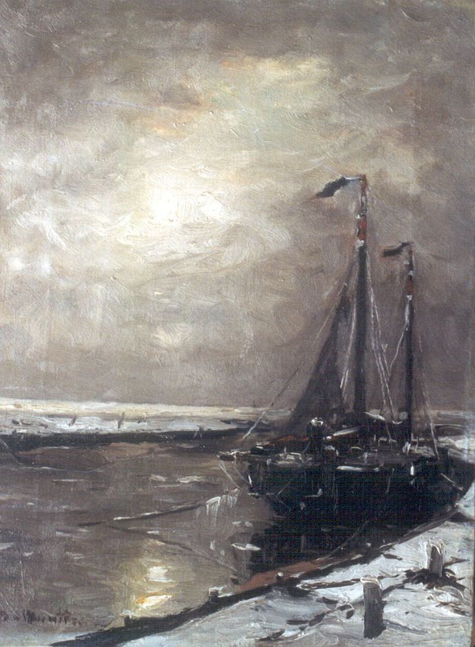 Munthe G.A.L.  | Gerhard Arij Ludwig 'Morgenstjerne' Munthe, Moored fishing boats, oil on canvas 41.1 x 31.3 cm, signed l.l.