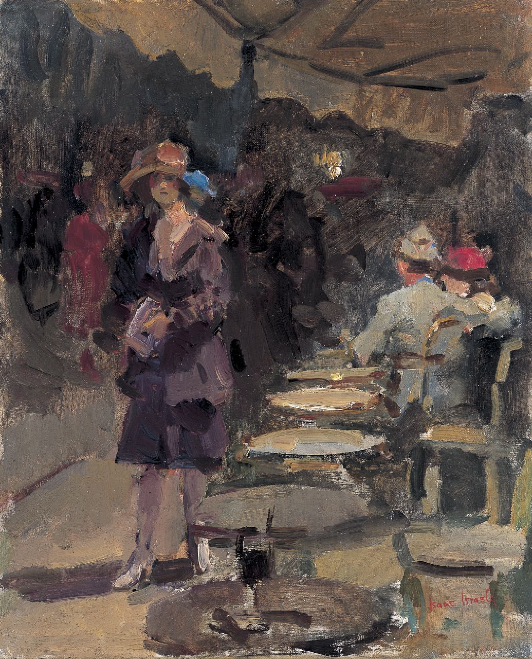 Israels I.L.  | 'Isaac' Lazarus Israels, Outdoor café, oil on canvas 46.0 x 38.2 cm, signed l.r.