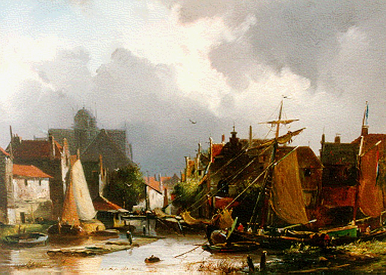 Hilleveld A.D.  | Adrianus David Hilleveld, A shipyard, oil on panel 25.1 x 35.8 cm, signed l.l.