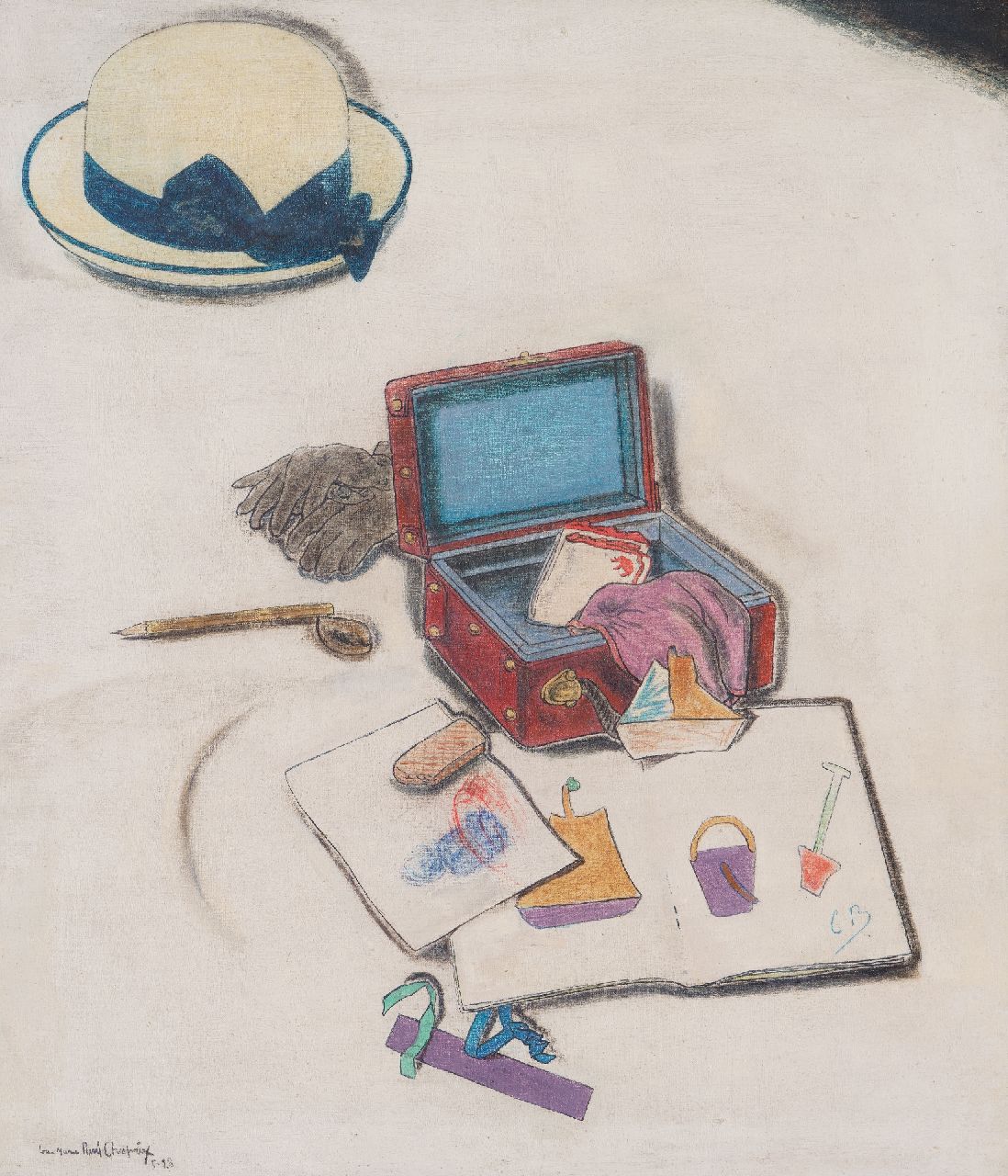 René Choprix | The first drawing lesson, oil on canvas, 70.1 x 60.2 cm, signed l.l. and dated 5-28