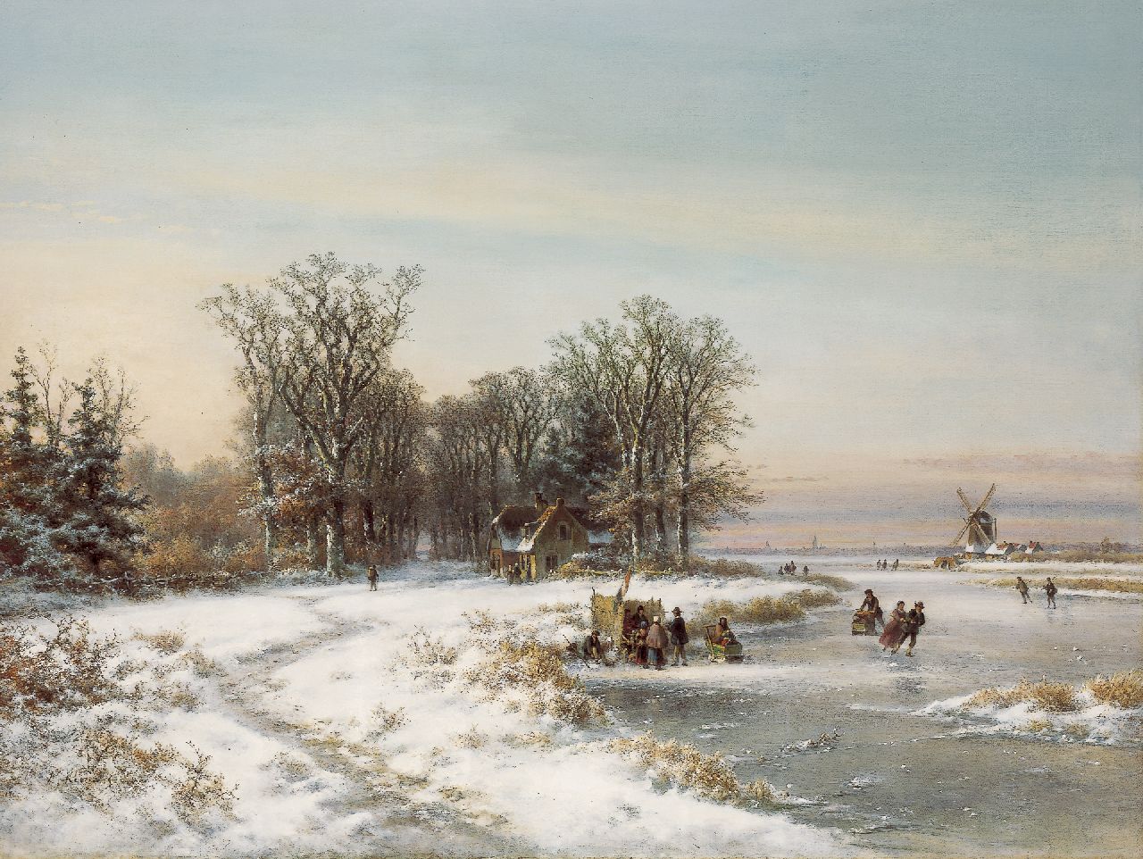 Kleijn L.J.  | Lodewijk Johannes Kleijn, Skaters on the ice, oil on canvas 90.1 x 120.1 cm, signed l.l.