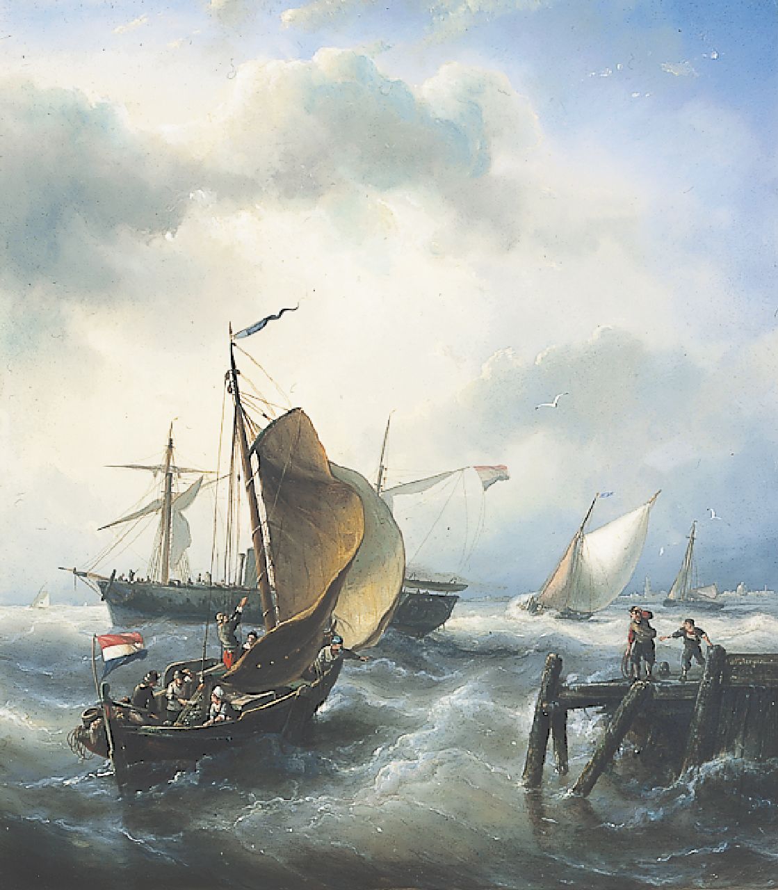 Riegen N.  | Nicolaas Riegen, Navigating the ships, oil on panel 48.1 x 42.4 cm, signed l.r. and dated 1866