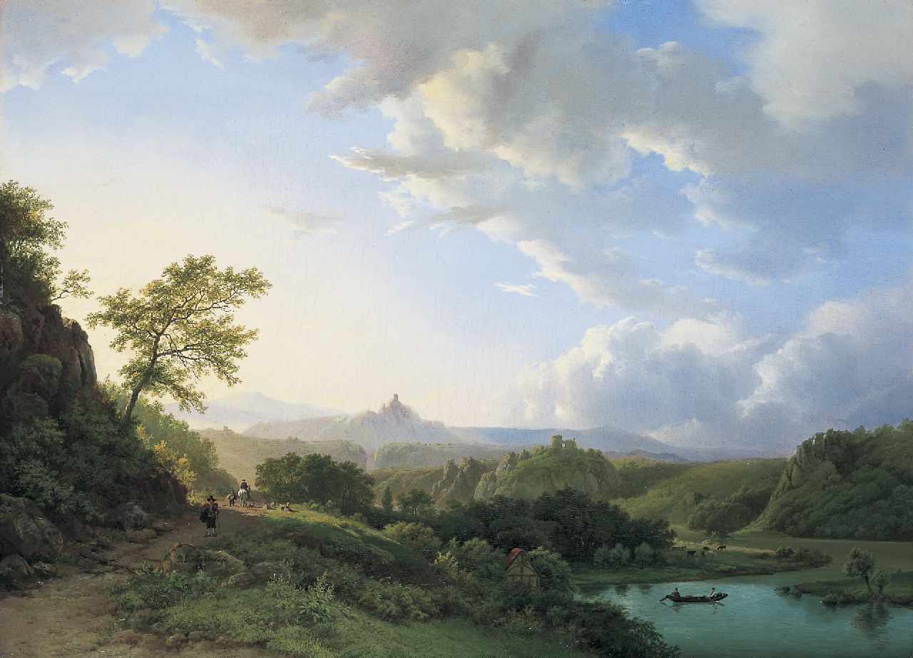 Koekkoek B.C.  | Barend Cornelis Koekkoek, The river Rhine, Germany, oil on panel 37.9 x 52.0 cm, signed l.l. and dated 1835