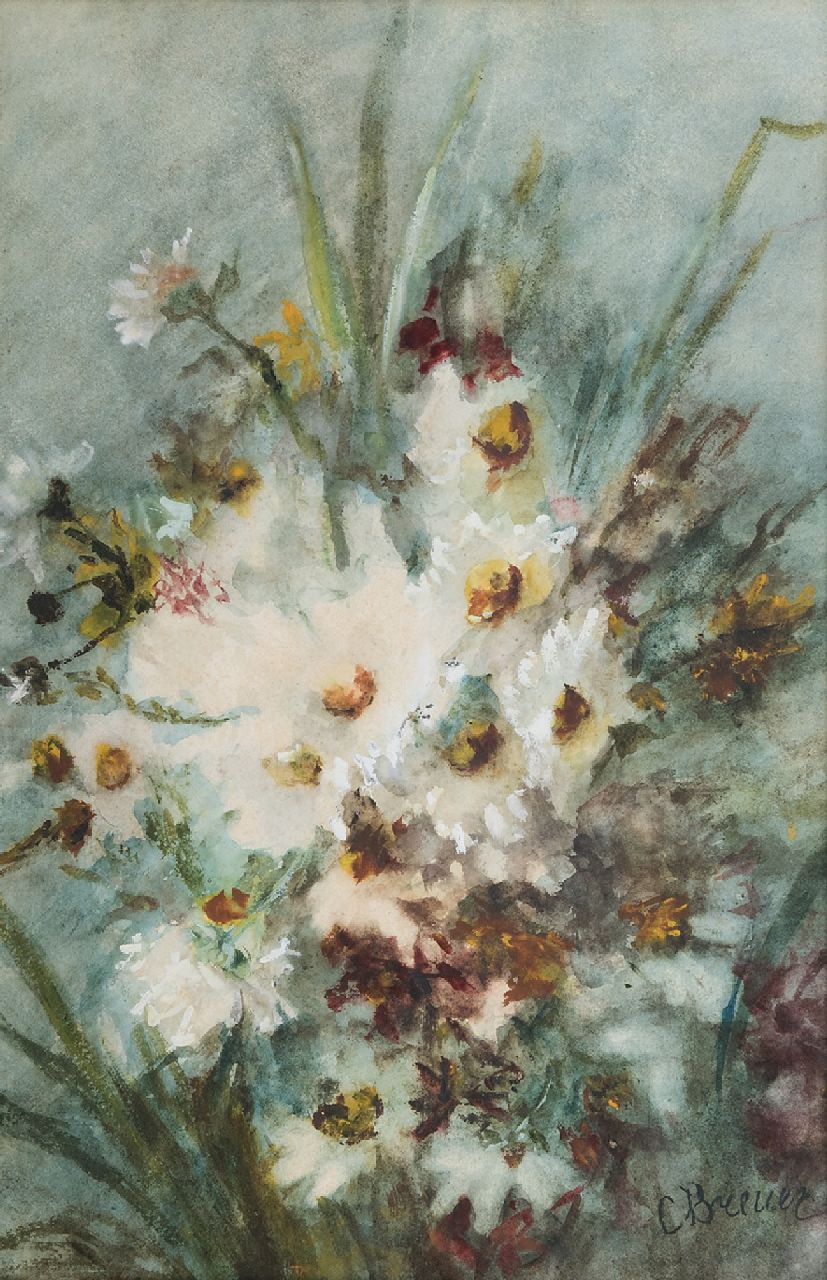 Clara Breuer | Summer flowers, watercolour and gouache on paper, 51.0 x 34.0 cm, signed l.r.