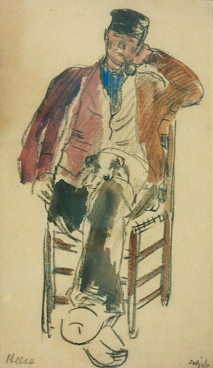 Sluiter J.W.  | Jan Willem 'Willy' Sluiter, A farmer from Heeze, a sketch, 31.5 x 19.0 cm, signed l.l. and dated '96