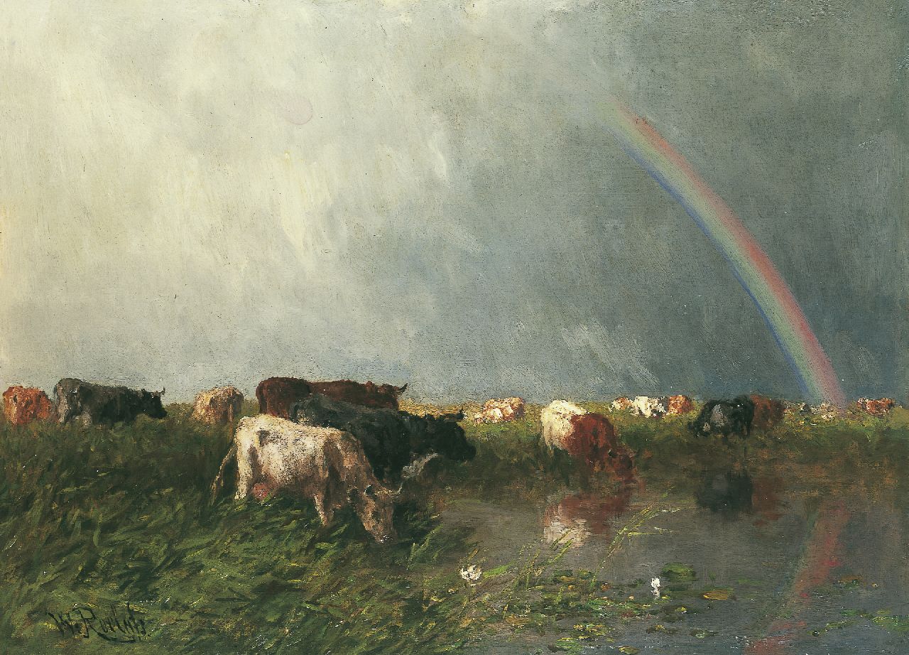 Roelofs W.  | Willem Roelofs, A rainbow, oil on canvas 69.0 x 94.2 cm, signed l.l.