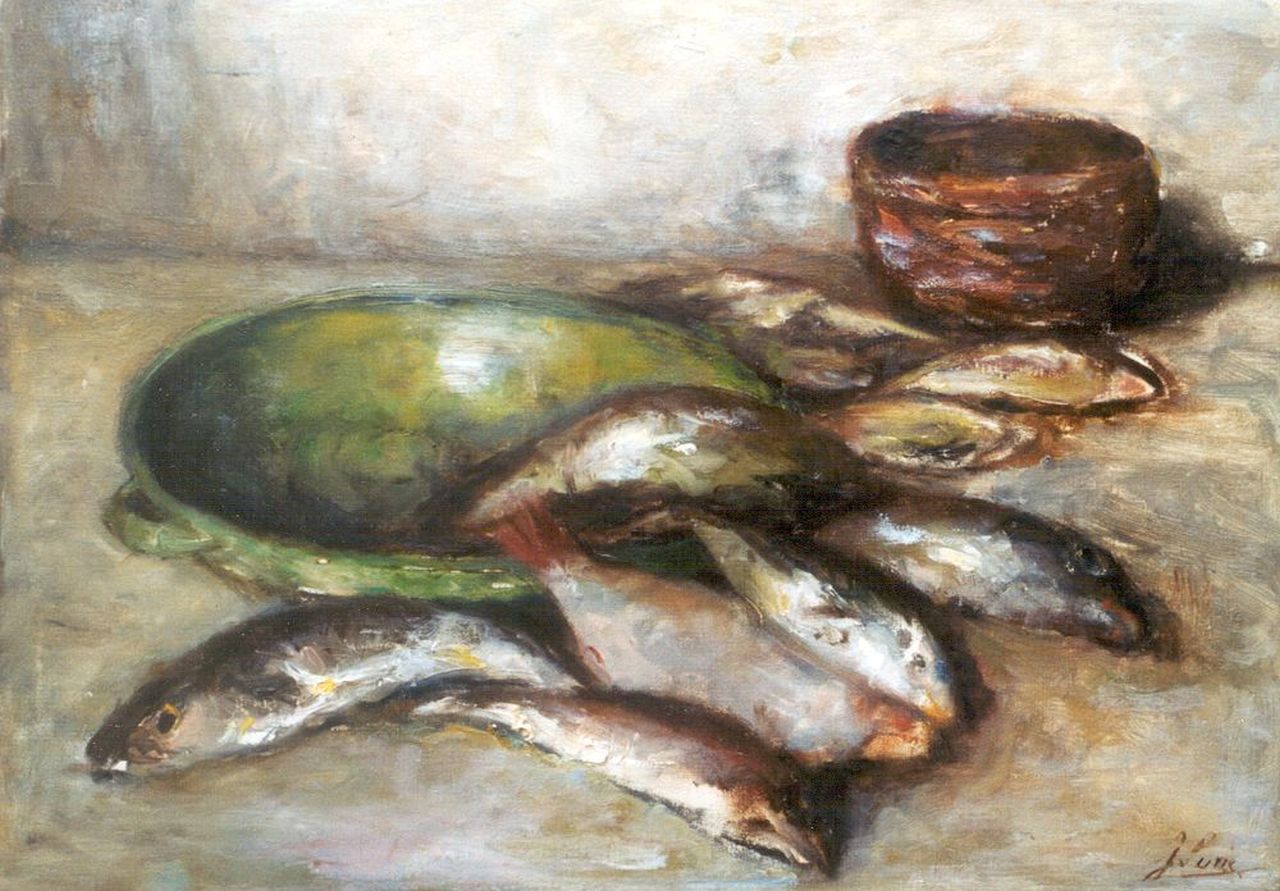 Surie J.  | Jacoba 'Coba' Surie, Still life with fish, oil on canvas 50.0 x 70.2 cm, signed l.r.