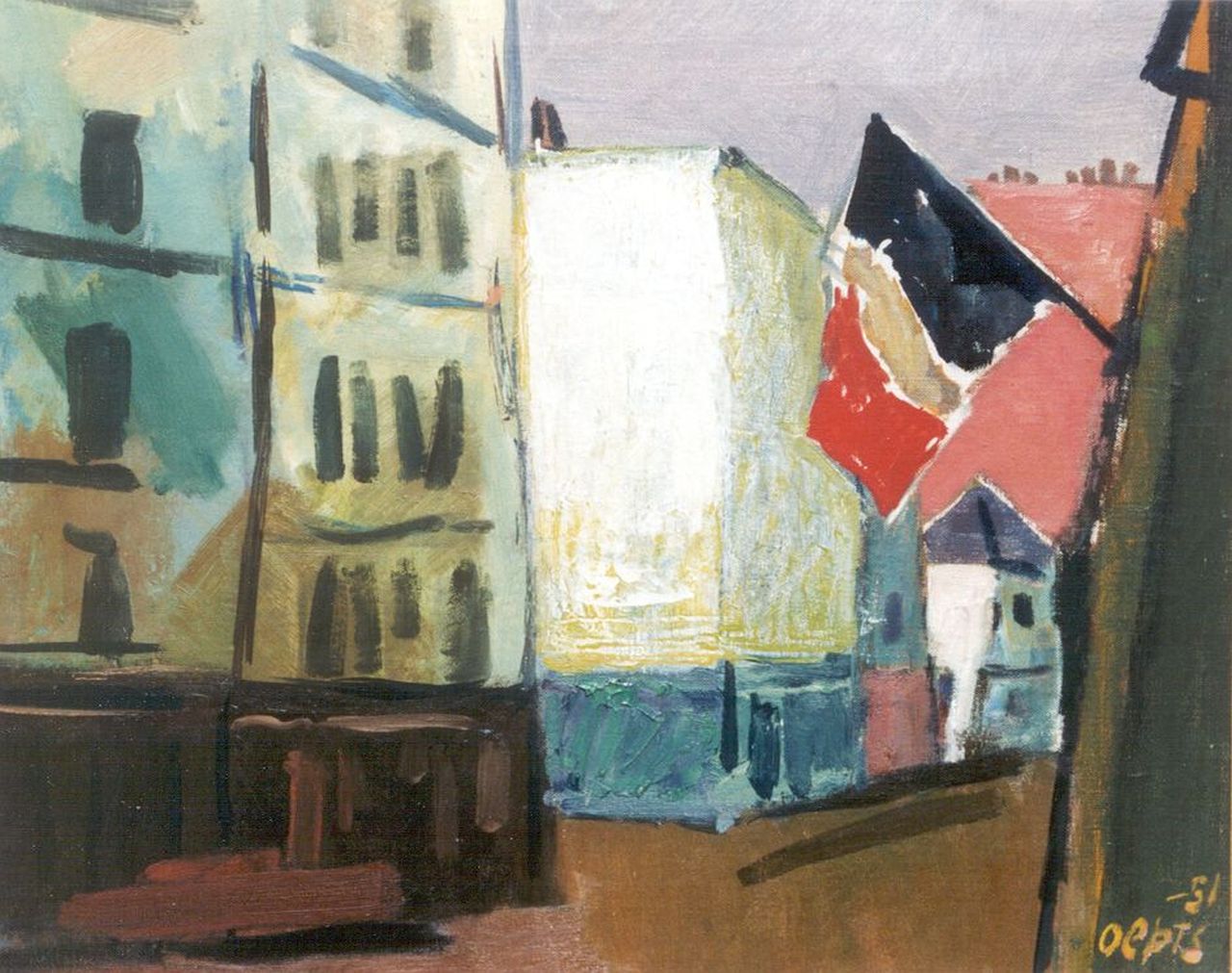 Oepts W.A.  | Willem Anthonie 'Wim' Oepts, A street in a French town, oil on canvas 32.6 x 40.8 cm, signed l.r. and dated '51