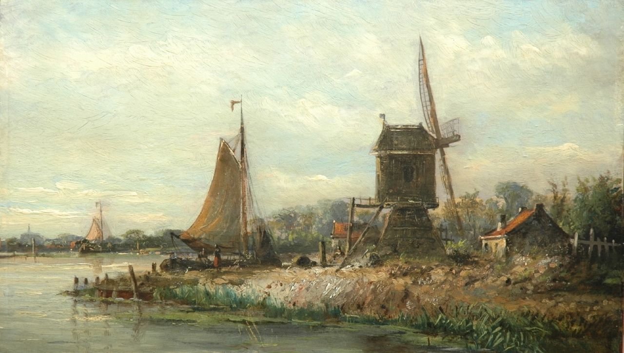 Wijdoogen N.M.  | Nicolaas Martinus Wijdoogen, Hollow post-mill, oil on paper laid down on panel 27.3 x 45.5 cm, signed l.r.