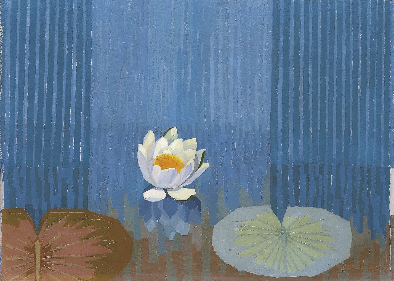 Smorenberg D.  | Dirk Smorenberg, A water lily, oil on canvas 39.3 x 54.4 cm, signed l.r. and dated '23