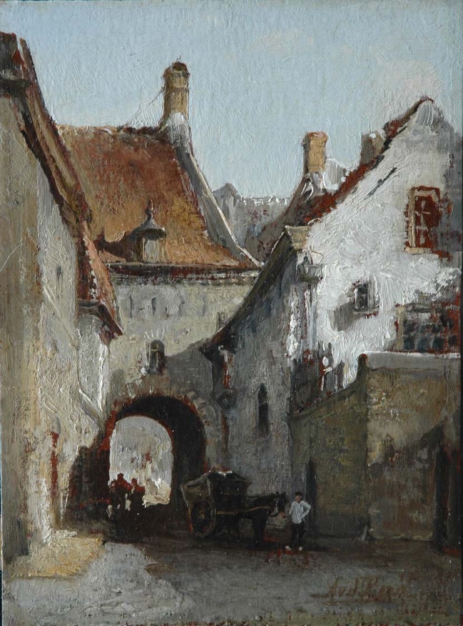 Berg A. van den | Andries van den Berg, A view of Zutphen, oil on board laid down on panel 31.3 x 23.5 cm, signed l.r. and reverse