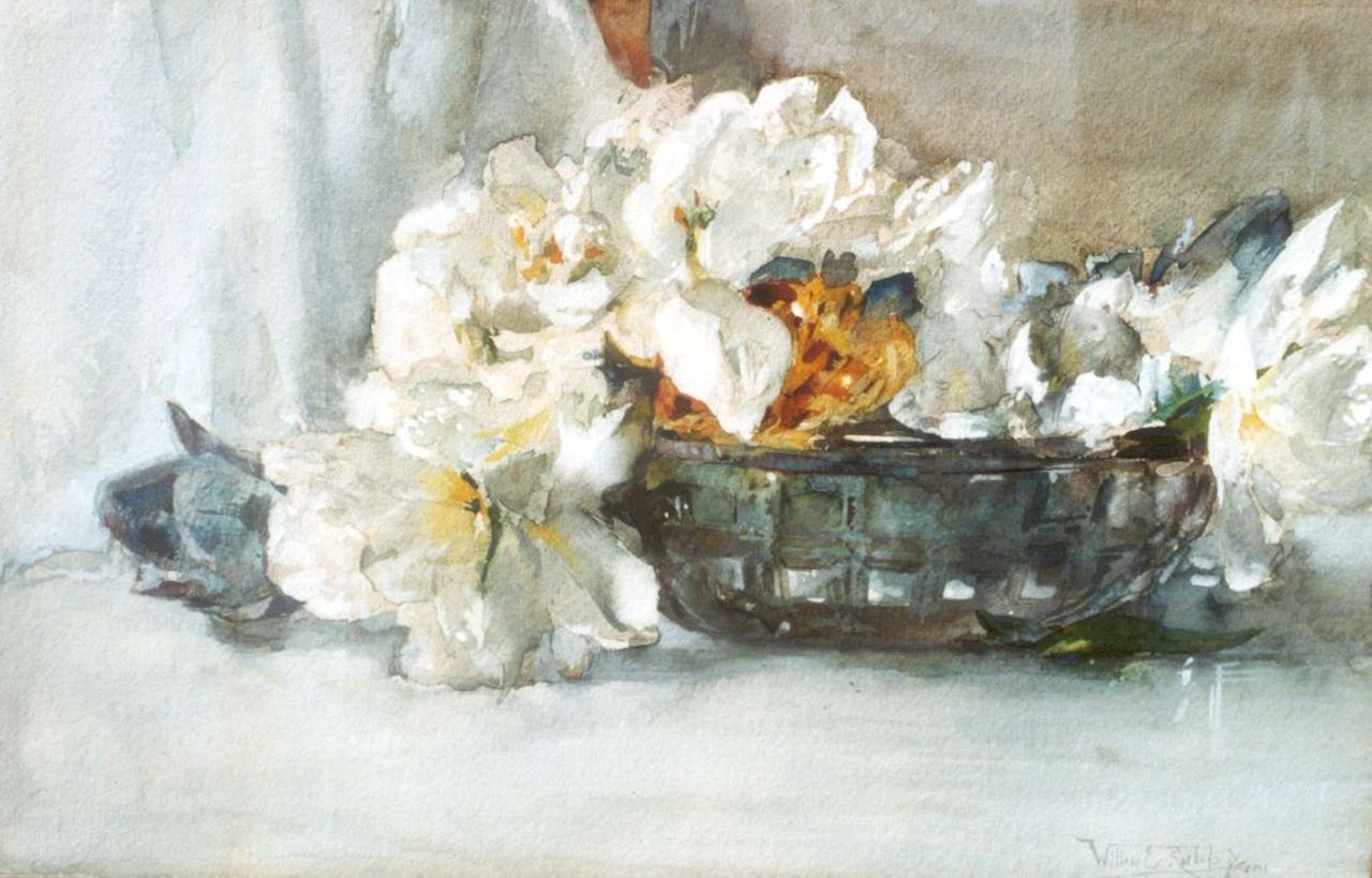 Roelofs jr. W.E.  | Willem Elisa Roelofs jr., A flower still life, watercolour on paper 29.6 x 45.2 cm, signed l.r.