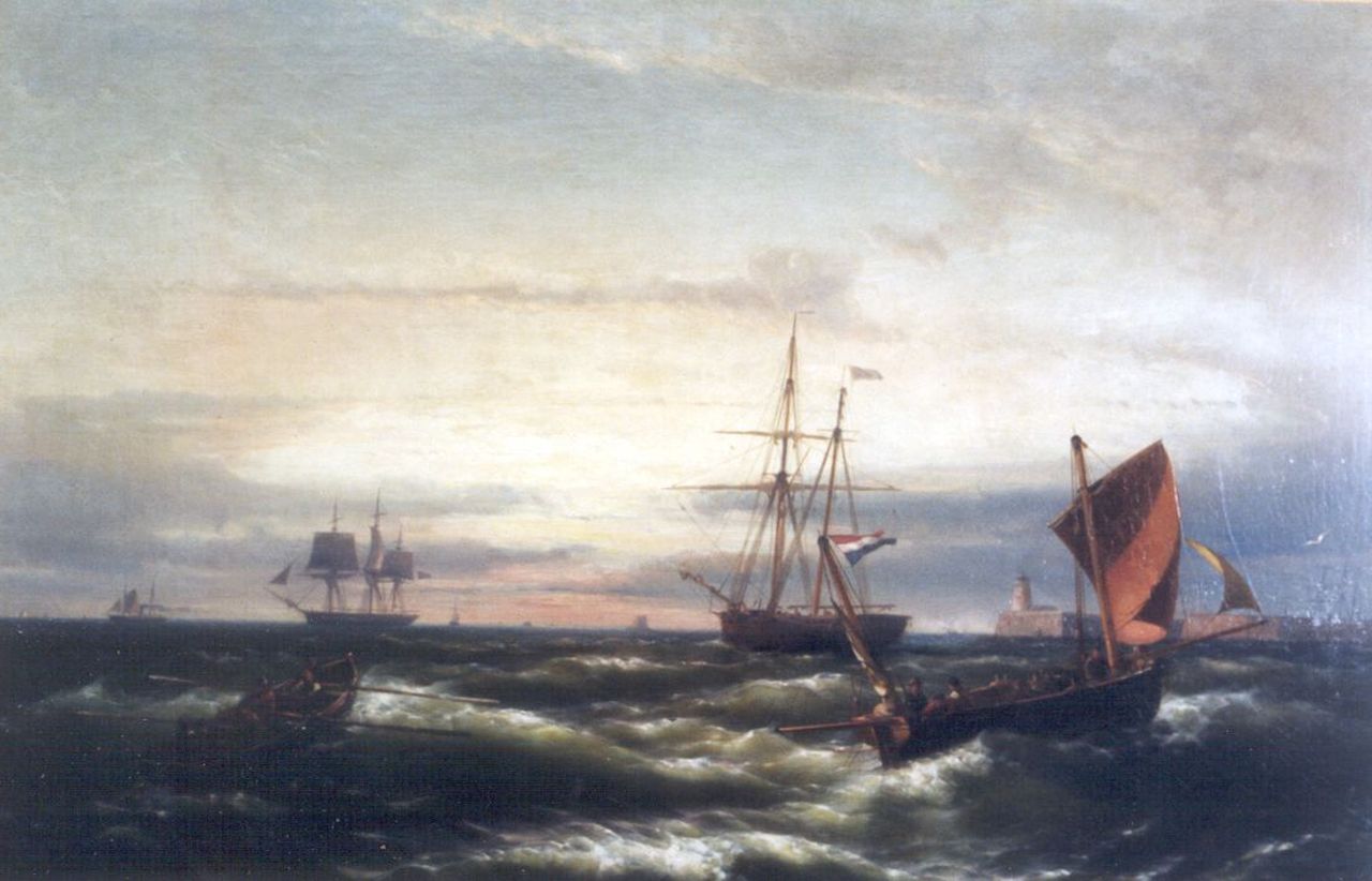 Koekkoek jr. H.  | Hermanus Koekkoek jr., At sea in a storm, oil on canvas 58.4 x 91.7 cm, signed l.r.