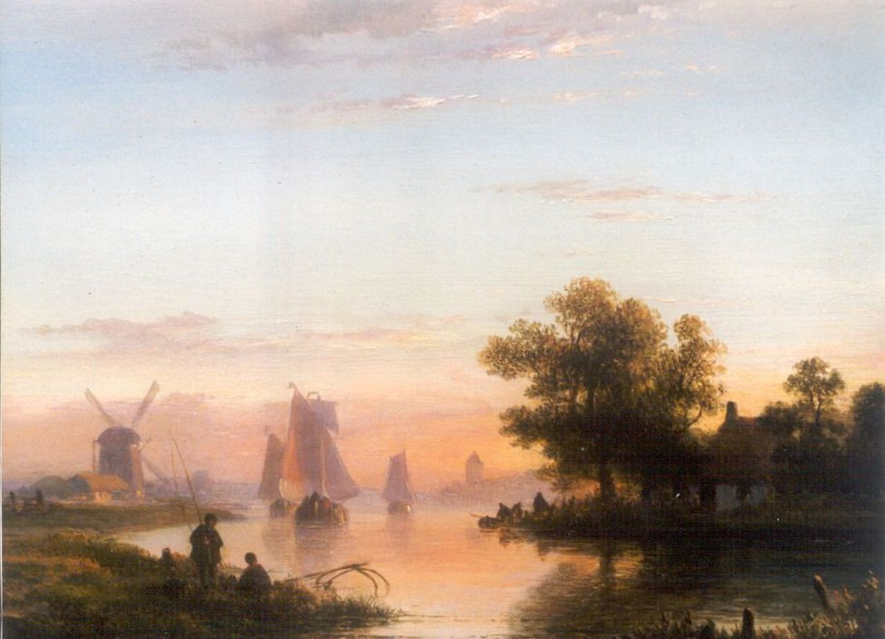 Kleijn L.J.  | Lodewijk Johannes Kleijn, A river landscape, oil on panel 19.7 x 25.1 cm, signed l.l.