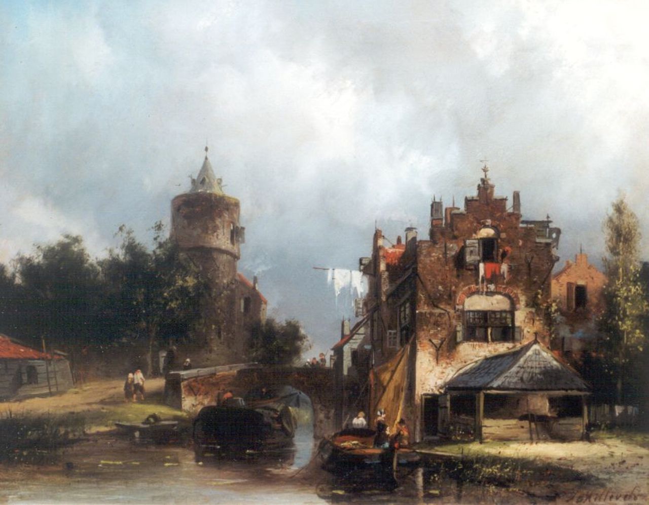Hilleveld A.D.  | Adrianus David Hilleveld, A canal, oil on panel 26.1 x 33.2 cm, signed l.r.