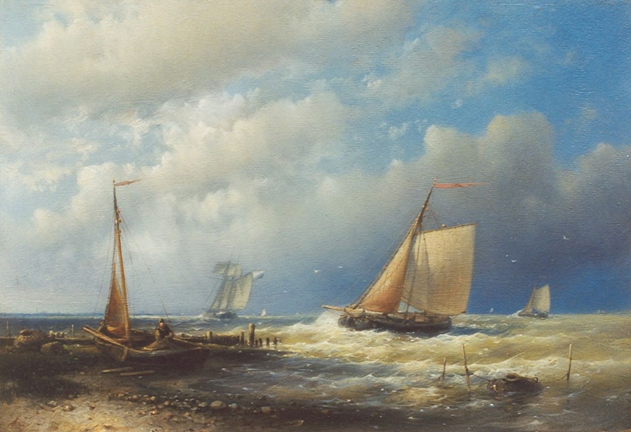 Hulk A.  | Abraham Hulk, Coming ashore, oil on panel 17.9 x 26.2 cm, signed l.l.