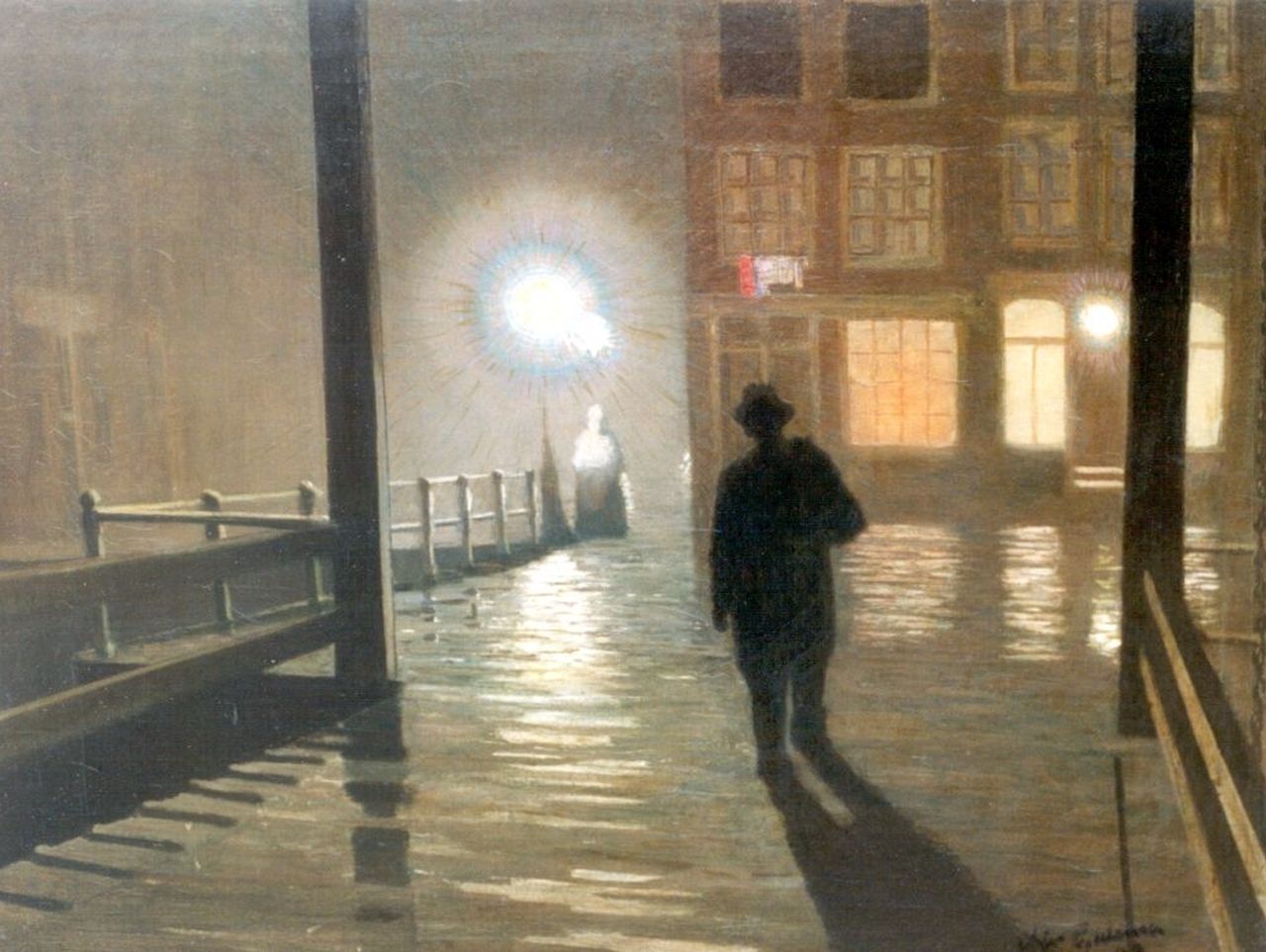 Galema A.  | Arjen Galema, Encounter by night, oil on canvas 64.5 x 83.7 cm, signed l.r. and dated '49
