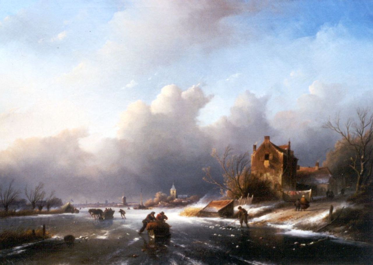 Spohler J.J.  | Jan Jacob Spohler, A winter landscape, oil on canvas 55.9 x 79.5 cm, signed l.l.