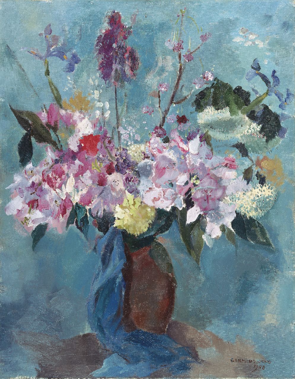 Jong G. de | Gerben 'Germ' de Jong, A flower still life, oil on canvas 70.5 x 55.3 cm, signed l.r. and dated 1948