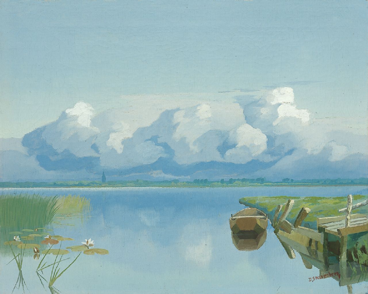 Smorenberg D.  | Dirk Smorenberg, The Loosdrechtse Plassen in summer, oil on canvas 40.2 x 50.0 cm, signed l.r.