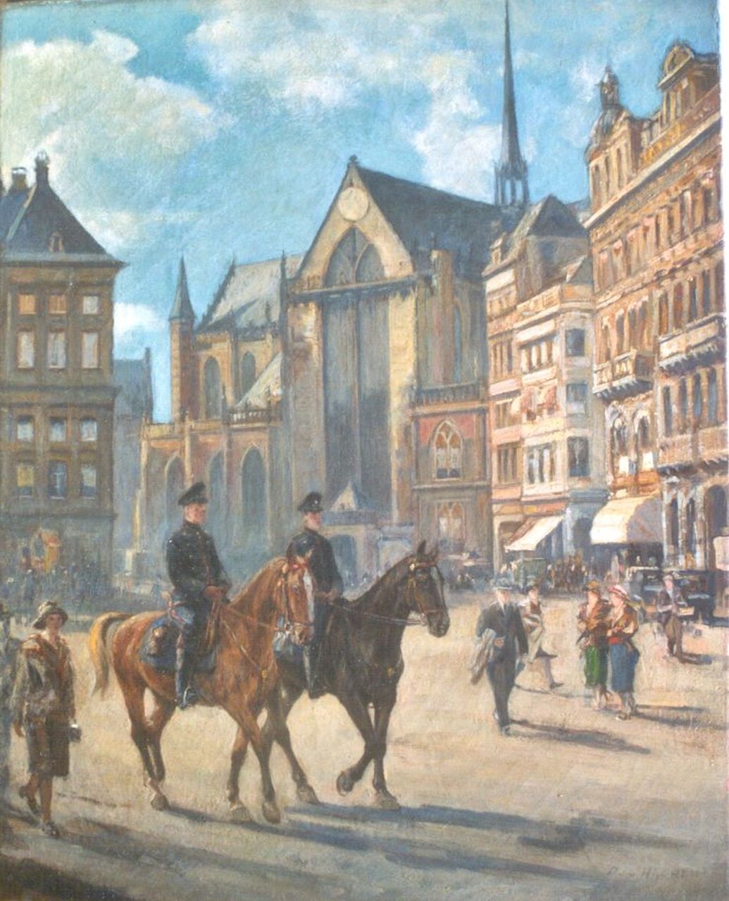 Haaren D.J. van | 'Dirk' Johannes van Haaren, The Dam, Amsterdam, oil on canvas 60.8 x 47.4 cm, signed l.r.
