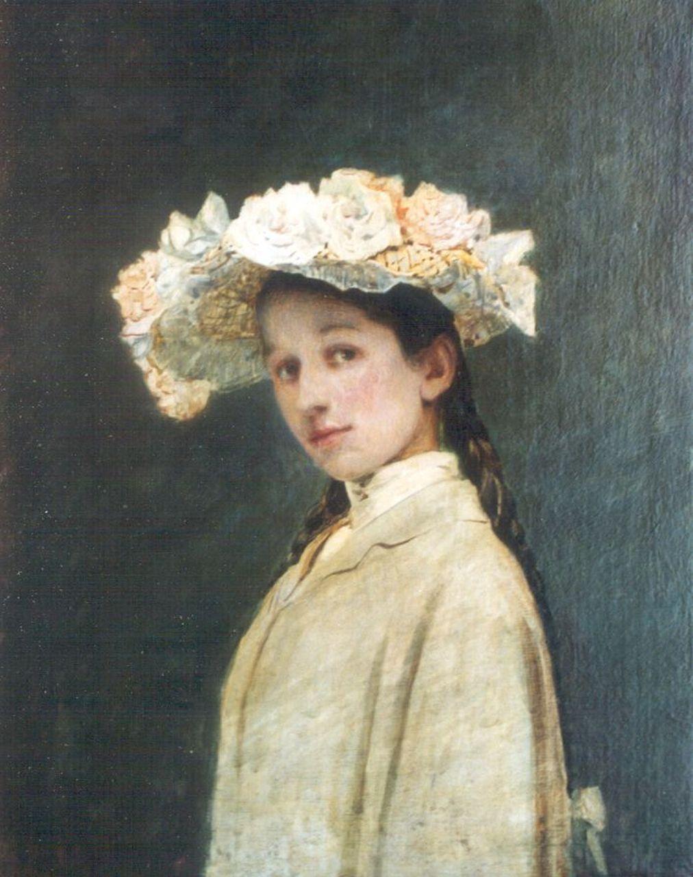 Bettinger G.P.M.  | 'Gustave' Paul Marie Bettinger, Portrait of Mrs. S.E.H.A. Bettinger, the artist's daughter, oil on panel 27.2 x 21.9 cm, signed c.l. and dated 1905