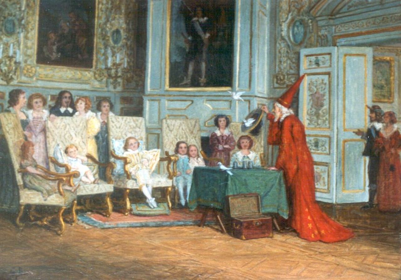 Bettinger G.P.M.  | 'Gustave' Paul Marie Bettinger, Entertaining the French Dauphin, Fontainebleau, oil on painter's cardboard 23.9 x 32.8 cm, signed l.l. with initials
