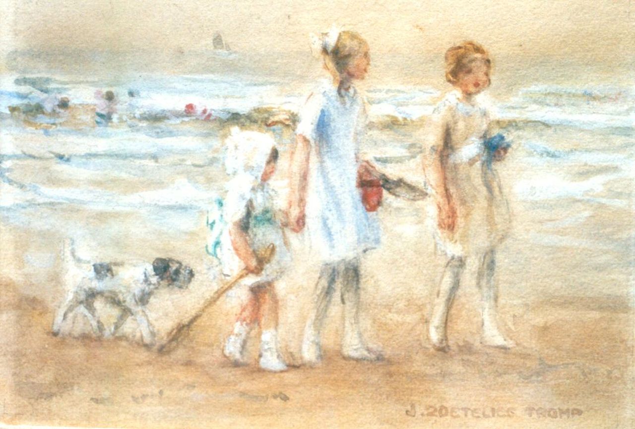 Zoetelief Tromp J.  | Johannes 'Jan' Zoetelief Tromp, On the beach, watercolour on paper 16.1 x 23.4 cm, signed l.r.