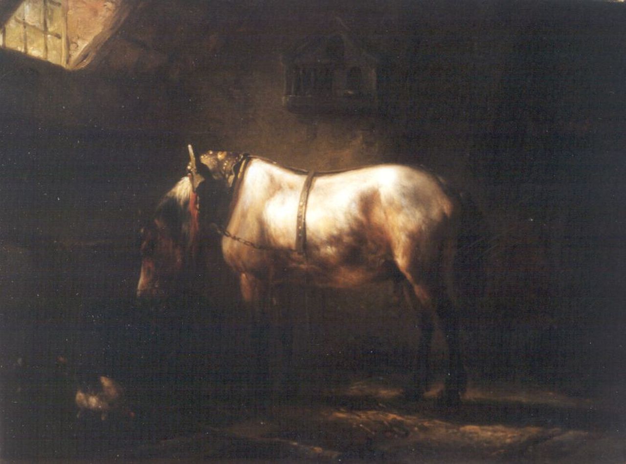 Verschuur W.  | Wouterus Verschuur, Stable mates, oil on panel 16.2 x 21.6 cm, signed c.l. and dated 1847