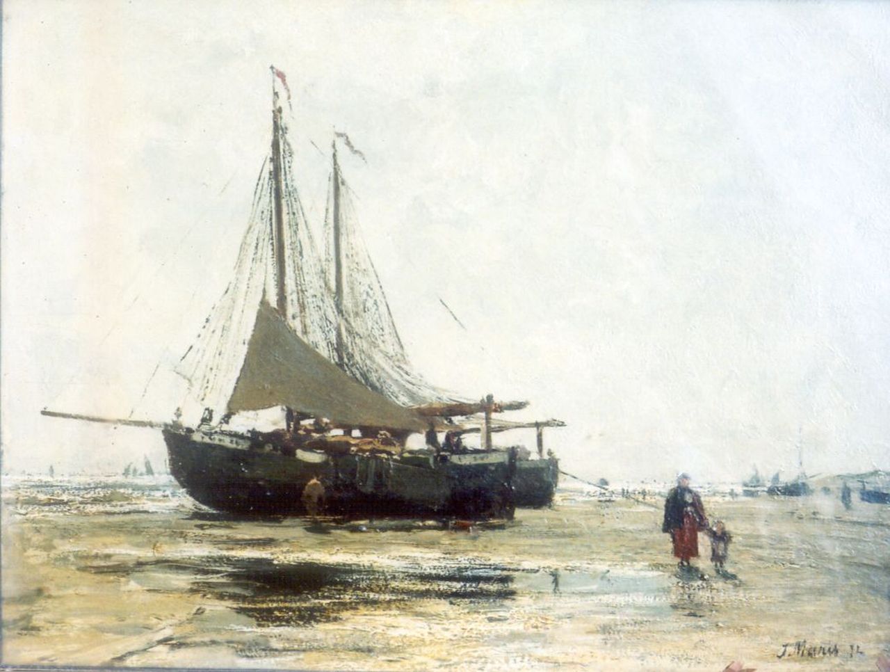 Maris J.H.  | Jacobus Hendricus 'Jacob' Maris, 'Bomschuiten' on the beach, oil on panel 23.0 x 31.0 cm, signed l.r. and dated '72