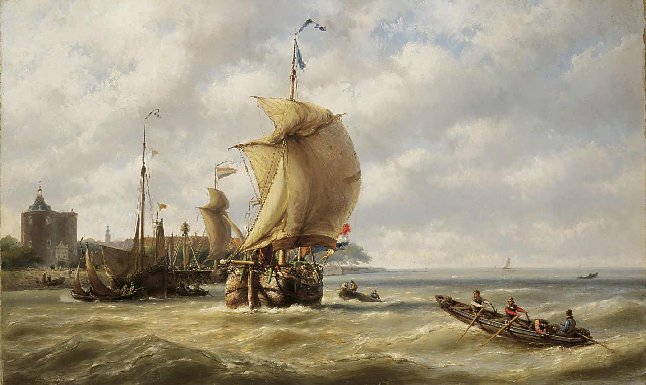 Koekkoek J.H.B.  | Johannes Hermanus Barend 'Jan H.B.' Koekkoek, View of Enkhuizen, oil on canvas 70.1 x 114.6 cm, signed l.l. and dated 1878