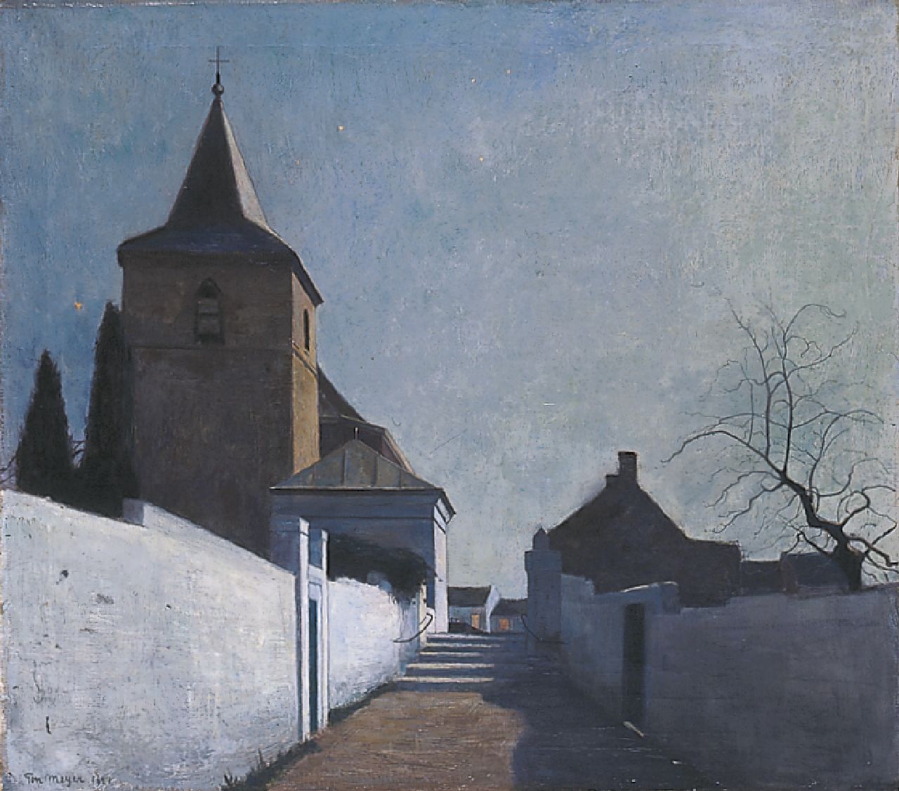 Meijer T.J.C.M.C.  | Thomas Johannes Cornelis Marinus Carel 'Ton' Meijer, The church of Canne near Maastricht, oil on canvas 71.3 x 80.3 cm, signed l.l. and dated 1924