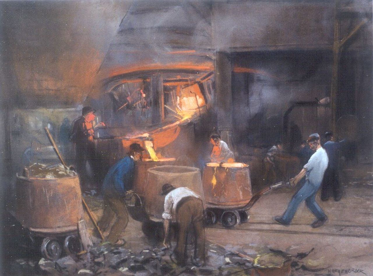 Heijenbrock J.C.H.  | Johan Coenraad Hermann 'Herman' Heijenbrock, Blast-furnace, pastel on paper 45.0 x 61.0 cm, signed l.r.