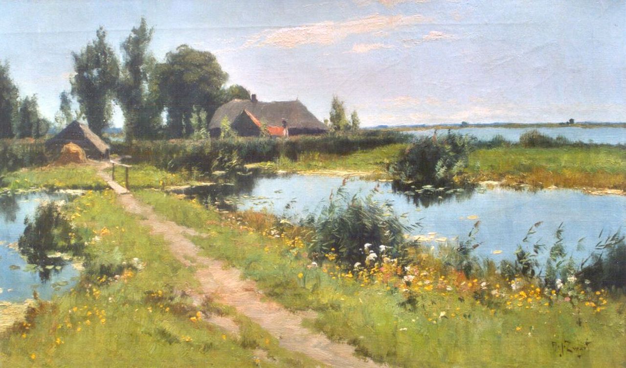 Zwart A.J.  | Adrianus Johannes 'Arie' Zwart, A polder landscape, Noorden, oil on canvas 45.5 x 80.2 cm, signed l.r. and on the reverse
