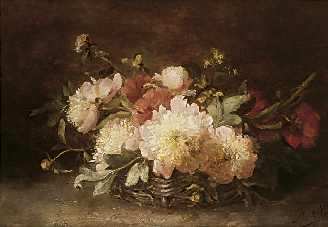 Clerq M.C. de | Marguérite Carolina de Clerq, Peonies, oil on canvas 55.7 x 79.0 cm, signed l.r. with initials