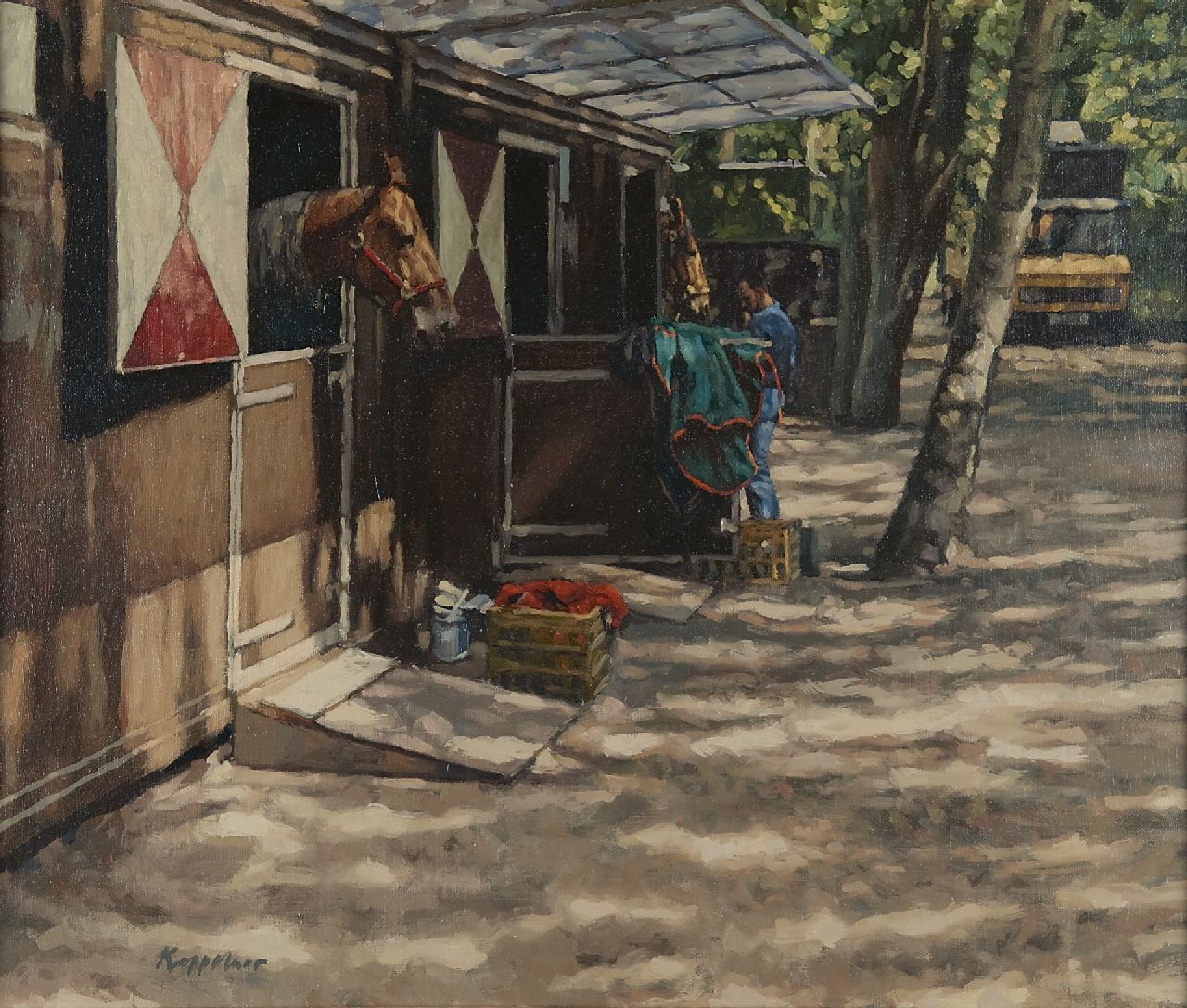 Frans Koppelaar | The stables at Duindigt, oil on canvas, 50.0 x 59.8 cm, signed l.l. and painted '1996' reverse