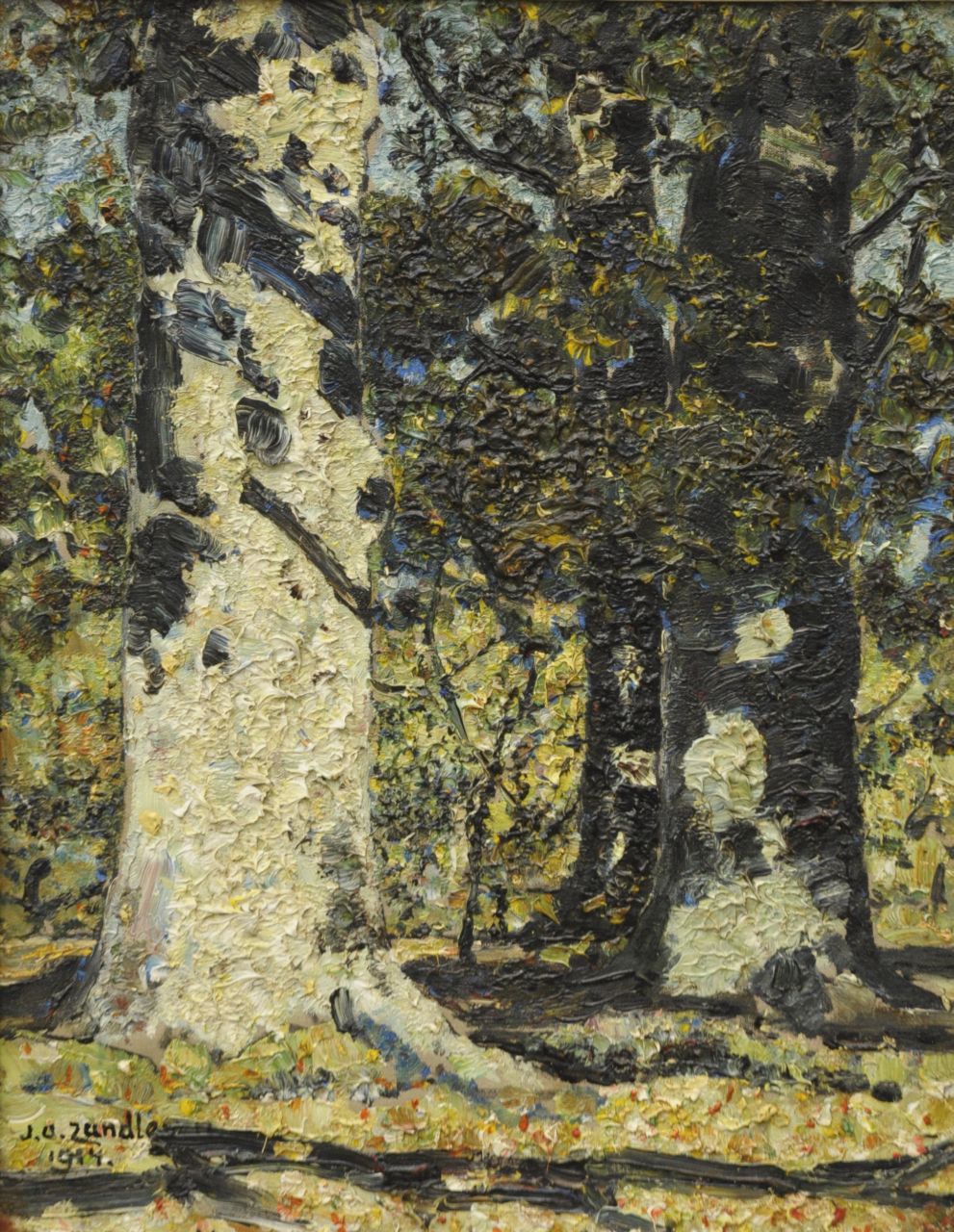 Zandleven J.A.  | Jan Adam Zandleven, The white tree, oil on canvas 41.7 x 32.7 cm, signed l.l. and dated 1914