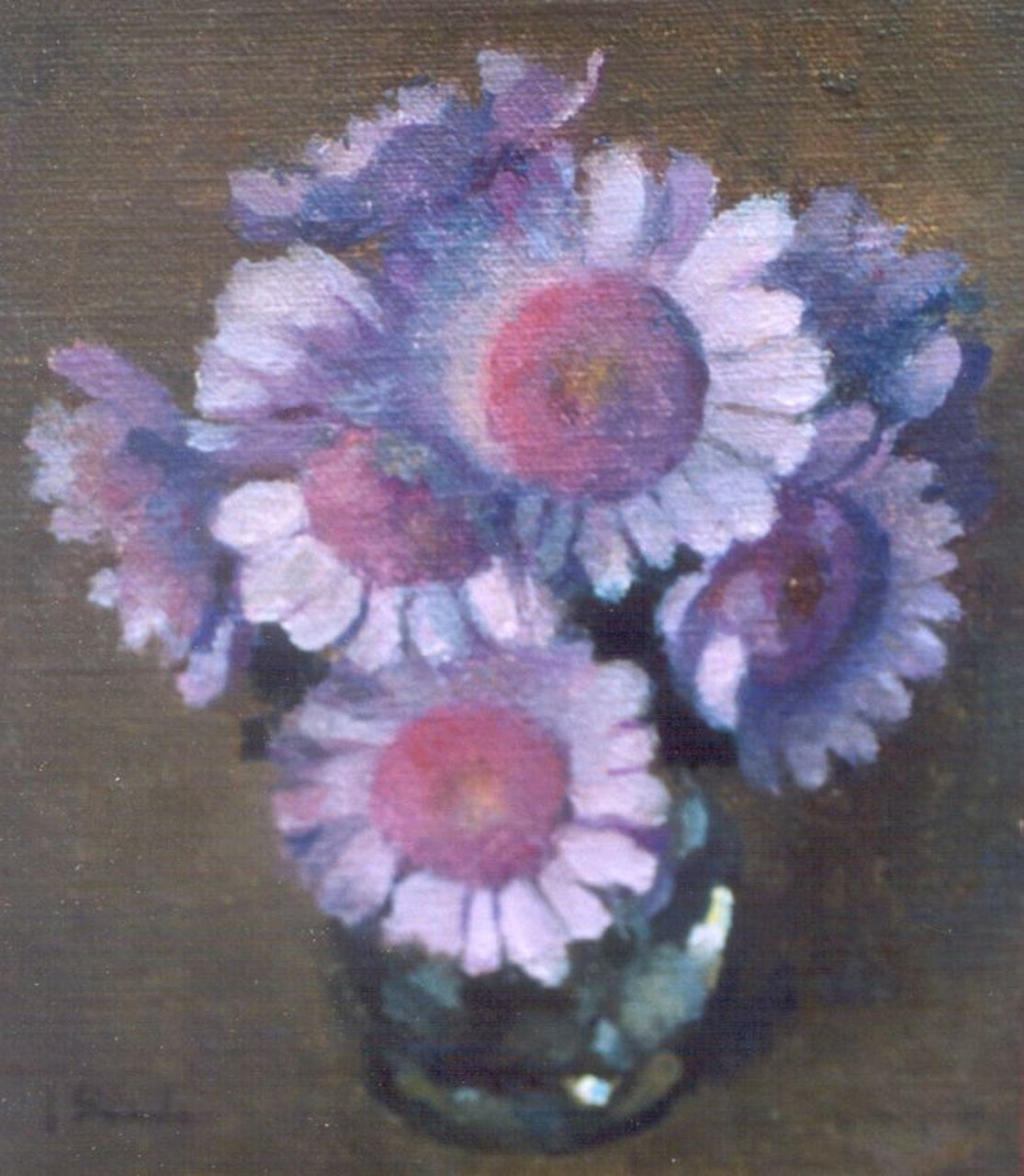 Stierhout J.A.U.  | Josephus Antonius Ubaldus 'Joop' Stierhout, A colourful bouquet, oil on canvas laid down on panel 15.2 x 13.2 cm, signed l.l.